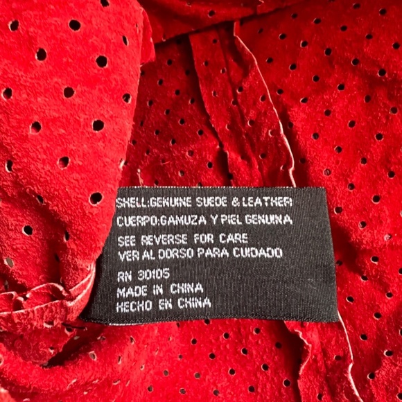 Vintage Jeff Hamilton NBA Patch Red Leather & Suede Sports Shirt XL - Picture 8 of 12